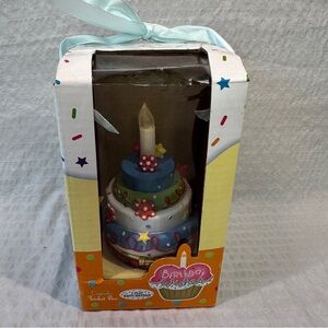 PartyLite B-day Celebration Cake Tealight Candle Holder Music Box " Happy B-day"